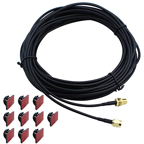 WiFi Antenna Extension Cable Black 10m RG174 SMA Antenna Male to Female Cable With 10 Pcs 3M Black Wire Clips for 3G Equipment GPS GSM Routers Bridges Wireless Plates and Other Equipment