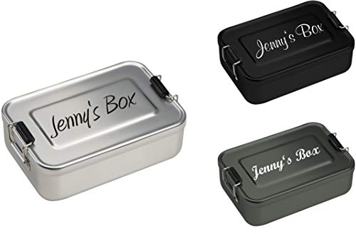 Schmalz Caja Vísperas De Aluminio Con Personal Grabado Fiambrera Lonchera Grabado Metal 17x11x5 CM (Plata)