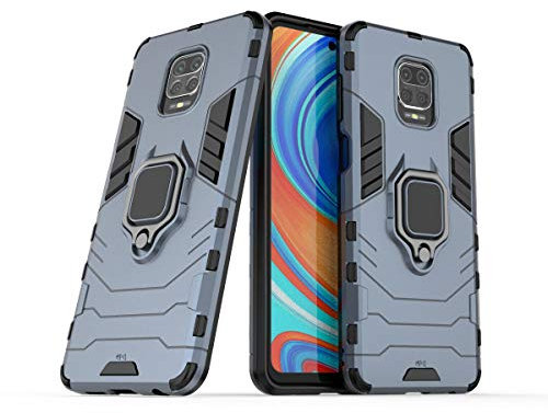 Cover per Xiaomi Redmi Note 9 Pro/Note 9S con Anello, Custodia Supporto Magnetica Rigida Resistente Antiurto Doppio Strato Protettiva Calamita Bumper Case (Xiaomi Redmi Note 9 Pro/Note 9S, Blu Navy)