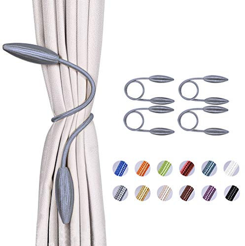 Pretty Jolly Raffhalter für Vorhänge, zum Selbstgestalten, kreativ, dekorativ, europäischer Stil, zufällige Modellierung, Vorhanghalter für Zuhause & Büro, Grau, 4 Stück