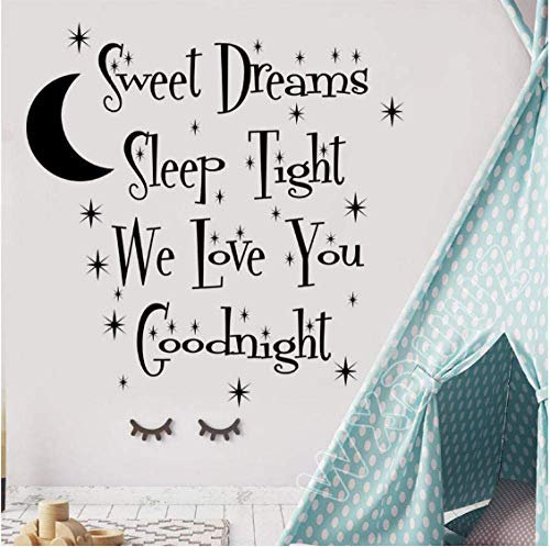 Home Decoration Zubehör Wandtattoo Zitat Sweet Dreams Schlaf Dicht Mond Vinyl Kinderzimmer Dekor Home Sticker 58X65Cm