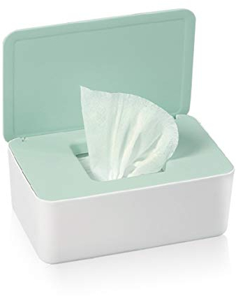 jiuzcare Boîte De Lingette Bébé Boite A Lingette Lingettes Humides Avec Couvercle, Peut être Placé Dans Le Salon, La Chambre à Coucher, La Cuisine, Papier De Rangement, Serviette Sèche, Le Vert Blanc