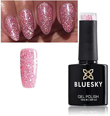 Bluesky Gel Polish GLITTER DIAMOND RANGE BLZ CHOOSE YOUR COLOR GLITTER GEL UV LED Soak Off 10ml (BLZ 44 Pink Glitter Diamond Girl)