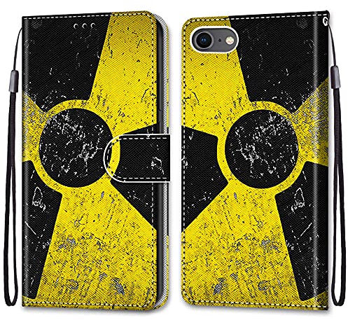 nancencen Kompatibel mit iPhone 7 / iPhone 8 / iPhone SE 2020 Handyhülle, Flip Cover Schutzhülle (Anti-Fall) Kartenschlitz Portemonnaie Stil - Gelb Schwarz