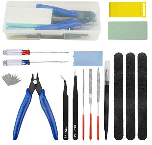 BGTXINGI 25Pcs Model Basic Tools Craft Set with Plastic Box - Gundam Model Tools Kit - DIY Craft Kit - Assorted Color - Teen & Adult