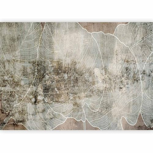 murando - Papier peint panoramique nature 350x256 cm - Revêtement mural décoration pour chambre salon - Design moderne - Vert blanc marron - Feuilles contexte texture abstraction b-A-0888-a-a