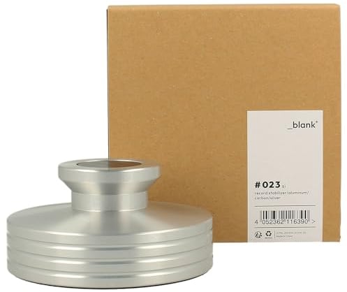 _blank #023si | Stabilizzatore per Giradischi | Superficie di Supporto e Inserto per Impugnatura con Fibra di Carbonio | Alluminio | Argento | 335g Peso di Supporto