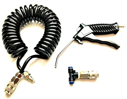 MelTruck® Luftpistole Druckluftpistole Spiralschlauch T-Stück Ausblaspistole LKW 13kg/cm2