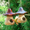 Yinns Vogelhäuschen Vogelhäuschen Hängendes Vogelhäuschen 2er Set Vogelhäuser für Draußen Deko Pilz Vogelhaus Blau Rot Keramik Vogelhäuser für Wildvögel, Finken, Kardinal und Bluebird