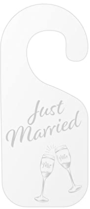 Türanhänger Türschild Holz Acryl Gravur Nicht Stören Familie Kinderzimmer WC Büro Lustig - Höhe: 18 cm, ca. 8 cm breit (Motiv Just Married-1)