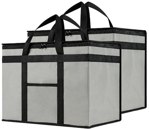 NZ home Food Delivery Bag, Thermal Cool Bag (XL Plus, Grey, 2 Pack)