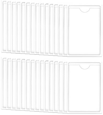 30 Stück 7 x 10 cm/2,7 x 3,9 ZollSelbstklebende Karteikartenfächer Klar mit oben offen zum Beladen, klebrige Visitenkartenhaltertasche, selbstklebender Etikettenhalter für Visitenkarten, Etikett