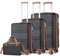 KONO Kofferset 4 Teilig Hartschalekoffer mit TSA Schloss Gepäcksets Handkoffer Mittelgroß Groß Trolleys mit 40x20x25cm Ryanair Reisetasche (55cm/65cm/74cm Koffer Trolley Set und Tasche), Schwarz/Braun