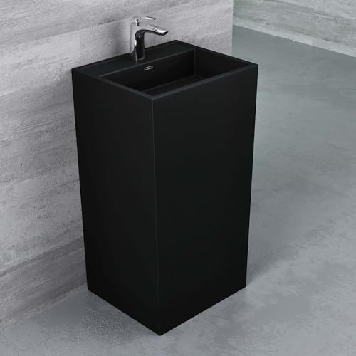 Mai & Mai Design Standwaschbecken freistehend Col34 in schwarz matt, aus Mineralguss, Waschtisch, BTH: 50x42x90cm