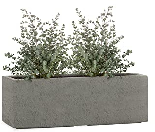 Pflanzwerk® Pflanzkübel TUB Lava Grau 17x50x17cm XXL – Rechteckig – Großer Fiberglas Blumenkübel für Garten & Fensterbank außen und innen - Frostbeständig - UV-Schutz - Markenqualität