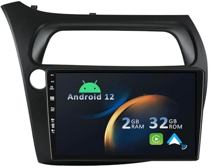 YUNTX Android 14 Autoradio con navi para Honda Civic (2006-2011)-Incorporado CarPlay/Android Auto/GPS-IPS 2.5D 9”Pantalla-Dab/Bluetooth 5.0/Control del Volante/USB/WiFi/MirrorLink/4G