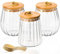 BELLE VOUS 3er Pack Glas Behälter zur Aufbewahrung von Lebensmitteln - 650-700ml Overnight Oats Gläser Set - 3x Meal Prep Glas mit luftdichten Deckeln & Löffeln - 3er Set Vorratsglas