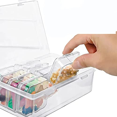 14 Recipientes de Plástico Pequeños con Tapas con 1 Recipiente de Plástico Transparente Grande, Caja de Almacenamiento para Recoger Cuentas, Anillo, Botón, Algo Pequeño, Artículos,Joyas (1 Pack)