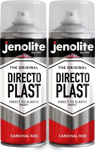 JENOLITE Directoplast Vernice lucida | CARDINALE ROSSO | 2x400ml | Vernice spray multisuperficie | Per tutti i tipi di plastica | Nessun primer richiesto | RAL3001