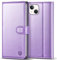 Kuafcase Compatible for iPhone 14 Case with 4 Card Slots Magnetic Closure Kickstand Shockproof Protective Phone Case Compatible for iPhone 14 - Light Purple