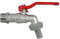 kör4u Kugelauslaufventil Messing 1 Zoll, vernickelt, mit Schlauchverschraubung, roter Hebel, Wasserhahn, geeignet für Haushalt-, Gartenbereich