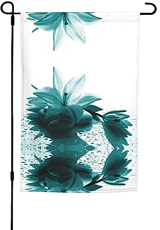 Doppelseitige 30,5 x 45,7 cm dekorative blaugrüne Lilien-Flagge für Garten, Weihnachten/alle Jahreszeiten