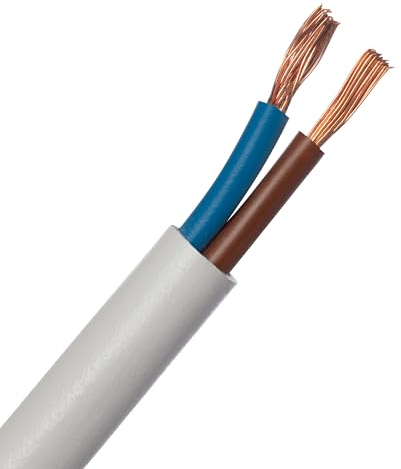 LEXMAN - Stromkabel H05VV-F 2X1.5-2 x 1,5 mm² - 500 V - Polyvinylchlorid (PVC) - Kupfer - ⌀ 7,5 mm - 10 m - Weiß - Schlauchleitung - Kabel Leitung - Stromkabel 2 adrig - Gerätekabel