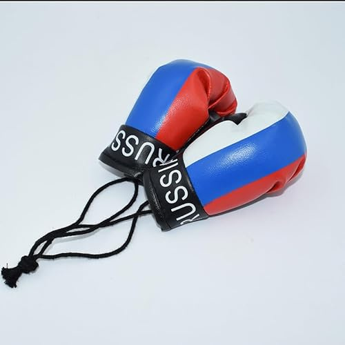 Joayuezo 1 Paar Mini Boxhandschuhe für den Autospiegel Mini Deko-Anhänger für den Innenspiegel im Auto Mini Boxing Gloves ideal für Autospiegel, Sporttasche, Schlüsselanhänger (Russia)