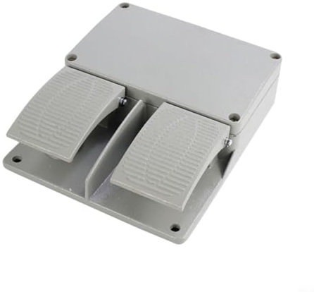 Interruttore a pedale YDT1-16 in lega di alluminio, colore grigio, doppio pedale