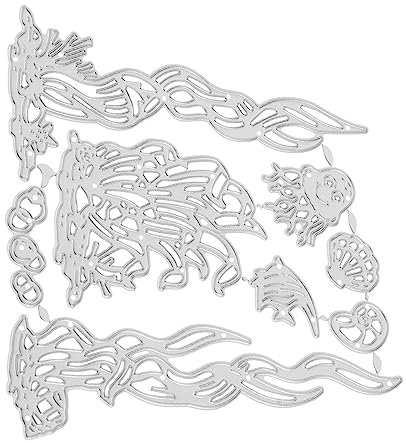 SEWOART 1 Set Seetang-Prägeschablonen zum Basteln, Stanzschablonen, Ozeanleben, Metallschablonen, Meeresgras, Stanzschablonen, Meerestiere, Stanzformen für Bastelarbeiten, geprägter Karbonstahl