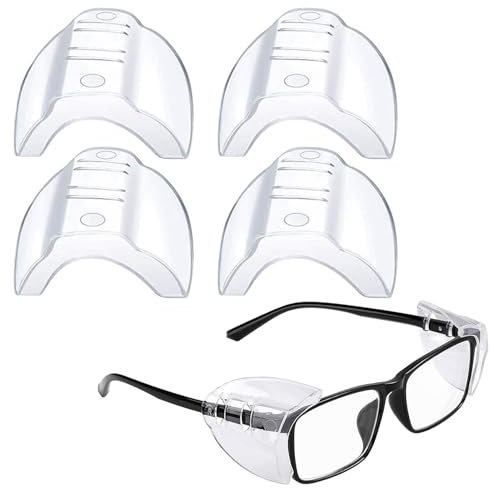 BNXF 2 Pairs Side Shields,Shields Slip on Clear Side Shields,Glasses Side Safety Protection,Safety Glasses Side Shields,Universal Side Shield Safety Glasses for Small to Medium Eyeglasses(Clear)
