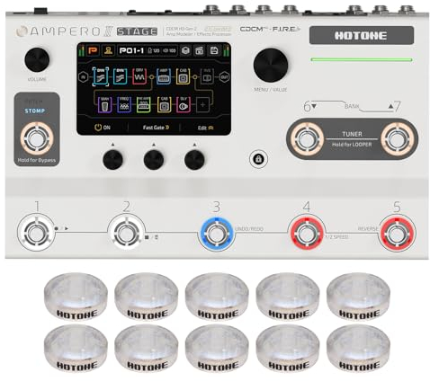 HOTONE Gitarre Bass Multi-Effekte Prozessor mit Touchscreen Gitarren Bass Verstärker Modellierung IR Boxen Simulation mit FX Loop MIDI I/O Stereo OTG USB Audio Interface Ampero II Stage