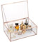 Tolida Extra Large Vintage Glass Lid Rectangle Jewelry Box, Glass Display Box for Rings Bracelets Necklaces, Rose Gold