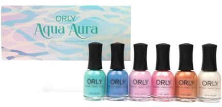 ORLY Aqua Aura 6PIX Nagellack Set – 6 x 18 ml Nail Polish in schimmernden Blau-, Aqua- & Metallic-Tönen, Hochglanz Finish, Schnelltrocknend, Langanhaltend, Vegan & Cruelty-Free, Sommerfarben