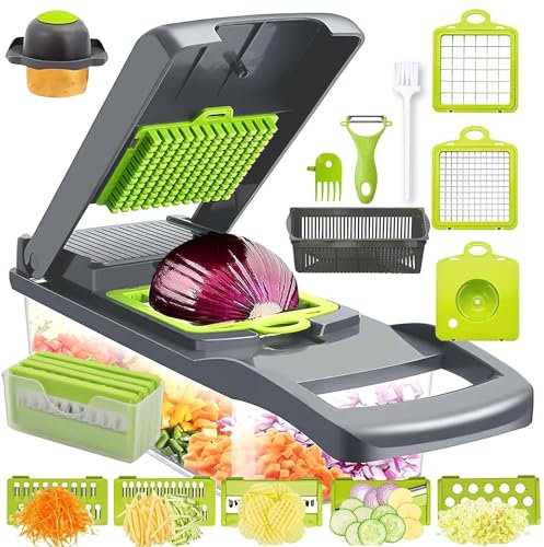 Vegetable Chopper,17 in 1 Kitchen Gadgets Accessories,Food Salad Chopper Vegetable Cutter,Mandolin,Onion Veggie Choppers with Container,Vegetable Slicer,Dicer Chopper Box for Fruit,Potato,Tomato