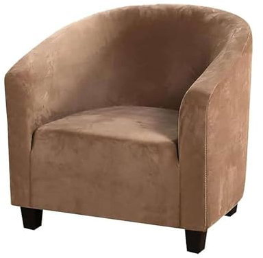 HOMECOVER Housse de Fauteuil Club Extensible Housse de Fauteuil Cabriolet Velours Housse de Protection pour Salon Bar-Brun-Large