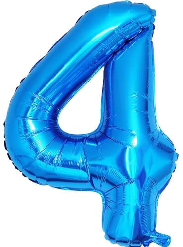 Vthoviwa 32 Zoll Luftballon Zahlen 4 Blau, Luftballon 4. Geburtstag Foil Ballon, 0123456789,10-19,20-25,30,40,50,60,70,80,90, Folienballon 4 Party Dekoration