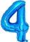 Vthoviwa 32 Zoll Luftballon Zahlen 4 Blau, Luftballon 4. Geburtstag Foil Ballon, 0123456789,10-19,20-25,30,40,50,60,70,80,90, Folienballon 4 Party Dekoration