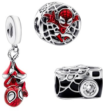 RMMY Charm Camera Hanging Spider Hero People Charm Anhänger für Armband Halskette Muttertag Geschenk für Frauen 925 Sterling Silber Beads with Zirkonia Schmuck
