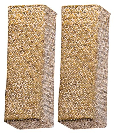Zerodeko Rustikale Blumenvase Dekorativer Blumenhalter aus Seegras mit Flachem Boden 2 Stück für Trockenblumen für Schlafzimmer und Wohnzimmer