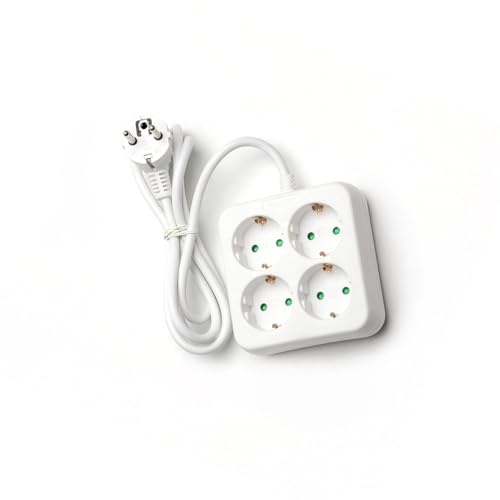 Glowster Deutsche 4-fach Steckdosenleiste ohne Schalter 1,5m 3G 1,0mm² weiß