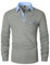 VMSUCIJ Herren Poloshirt Langarm Baumwolle Outdoor Casual Polo Tops Regular Golf T-Shirts,Grau 43,XL
