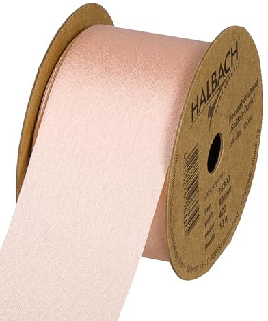 Halbach Seidenbänder Geschenkband Seiden-Optik (vegan) | Breite 40mm Länge 10m | Schleifenband mit dezentem Seidenglanz | Für festliche Anlässe | Farbe: light apricot