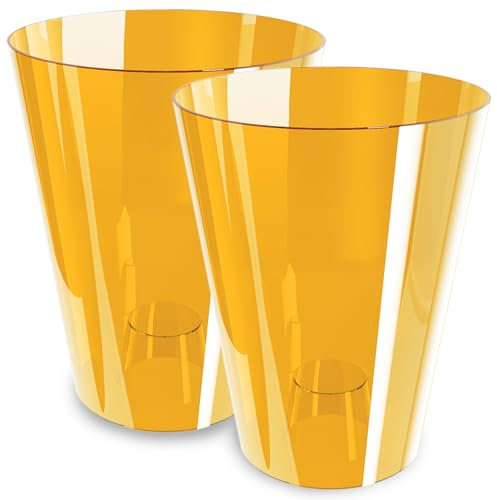 PECZEKO Macetero para orquídeas, paquete de 2 unidades, transparente, maceta para orquídeas, maceta de plástico, moderna, delgada, forma redonda, juego de 2 unidades (naranja de 12 cm de diámetro)