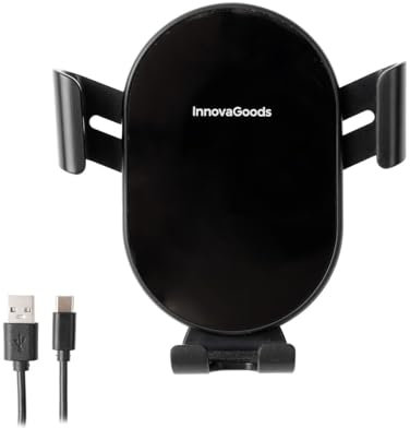 InnovaGoods® Support pour Mobile de Voiture avec Charge Rapide, Chargeur sans Fil 15W Max, Rotation à 360º, Compatible avec iPhone, Samsung et Autres appareils par Induction