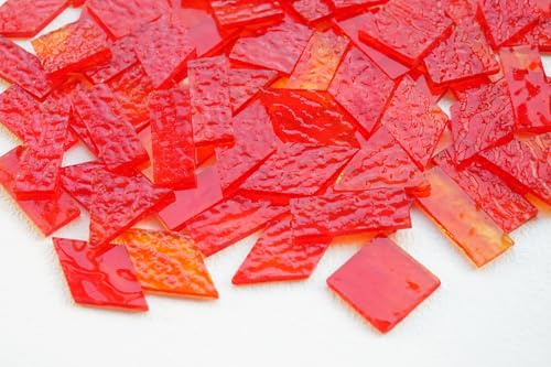 CHICSHIS Große transparente strukturierte Glasmosaikfliesen für DIY-Glashandwerk, 200 ml, Buntglasstücke, Zubehör für Glasprojekte, 4 Formen, Kathedralen-Mosaik-Glasfliesen für DIY-Mosaikkunst