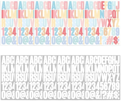 GTNCE 12 Blatt Buchstaben Zahlen Aufkleber 5cm, Selbstklebende Buchstaben, Selbstklebend & Wasserfest, Vinyl Klebebuchstaben Groß für Briefkasten, DIY, Scrapbooking, Grußkarten, Fenster, Tür