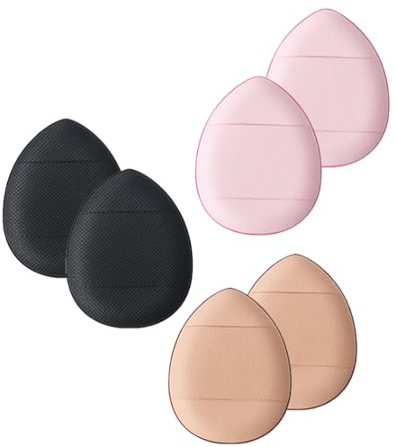 6er-Pack Mini Puderquaste, Puderquaste, Finger Makeup Schwamm, Foundation Makeup Quaste, Concealer, loser Puder, Blush, Wet & Dry Beauty Makeup Tools (Pink, Schwarz, Hautton)