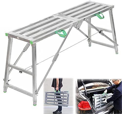 GHHDPDMJ Multi purpose Portable Folding Scaffold Tower Ladder Stool Work Platform for Washing Vehicles Cleaning Windows DIY and Maintenance Adjustable and Easy to Use