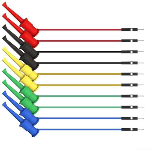 ZAMETTER Breadboard Test Hook Clips Soft Flexible Silicone Test Leads For Electrical Testing Large Test Hook Multicolor Test Hook Clamp(Male)